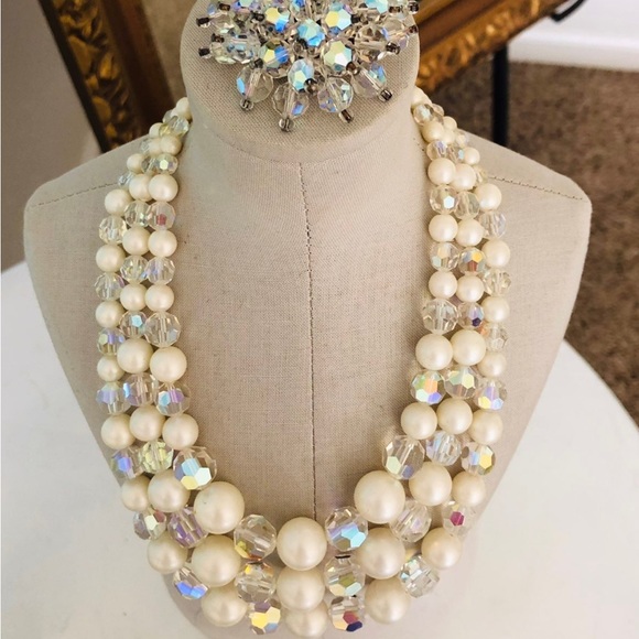 Vintage lot of aurora borealis rhinestone crystal jewelry - Picture 2 of 10